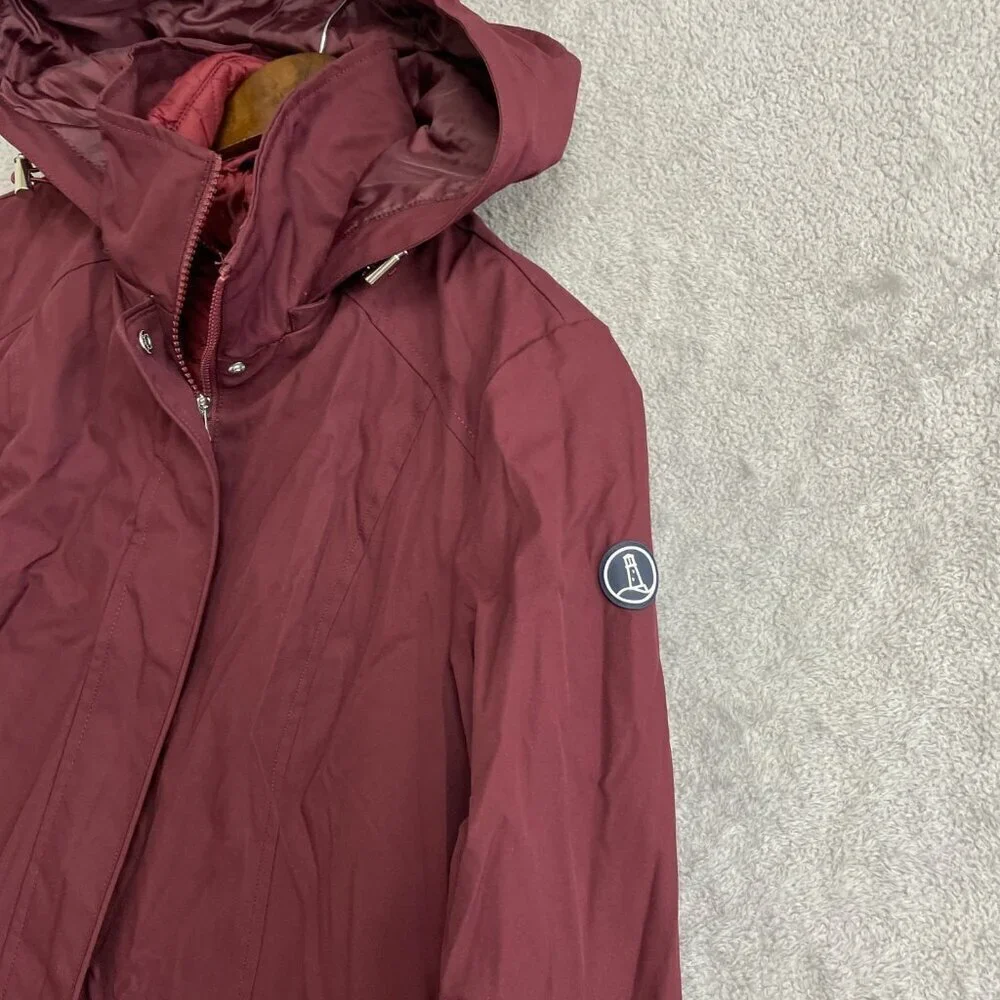 NWOT Lands' End 2 in 1 Jacket Women's S Burgundy Quilted Hooded Parka Coat